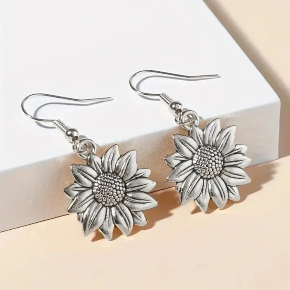 BOGO! Sunflower dangle Earrings Silver color Boutique